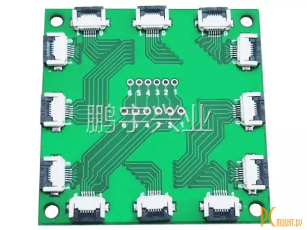 FFC/FPC-6Px12-0.5 Макетная плата переходник FFC 6pin, 12 разъемов, шаг 0.5мм на DIP 2.54, 2.0